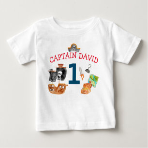 Personalisiert Pirate Baby Boys Erster Geburtstag Baby T-shirt