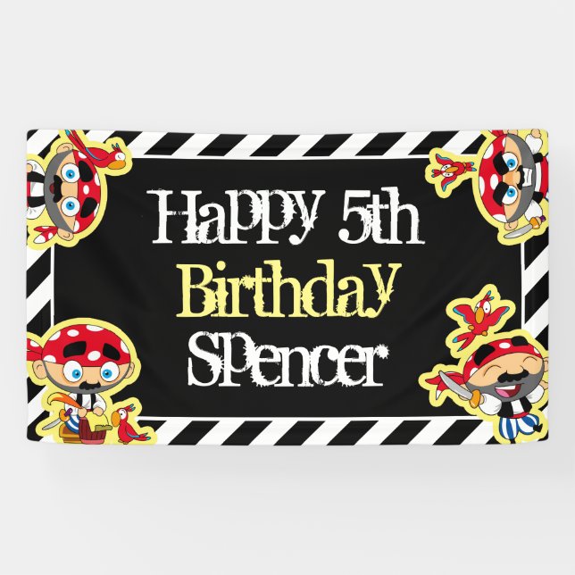 Personalisiert Pirate Birthday Banner (Horizontal)