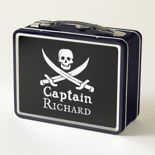 Personalisiert Pirate Captain Metal Lunchbox (Rückseite)
