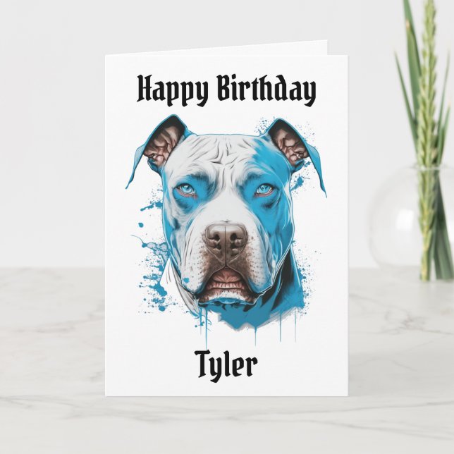 Personalisiert Pitbull Puns Happy Birthday Karte (Vorderseite)