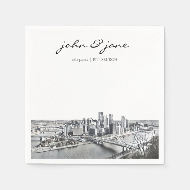 Personalisiert Pittsburgh Cocktail Napkin Serviette (Vorderseite)