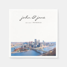 Personalisiert Pittsburgh Skyline Cocktail Napkin Serviette
