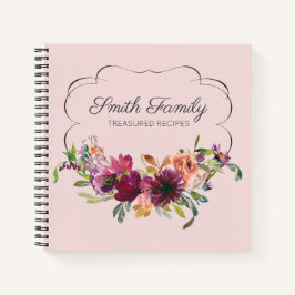 Personalisiert Plum Lila Blush Pink Blumenrezeptur Notizbuch