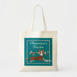 Personalisiert Podenco Dog Girly Floral Blue Retro Tragetasche