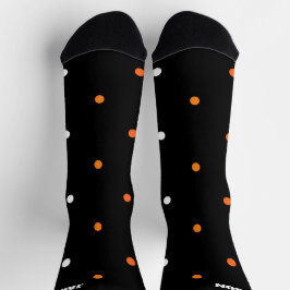 Personalisiert Polka Dog Orange und Black Hallowee Socken