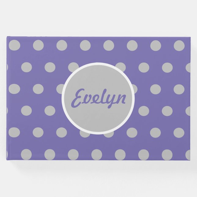 Personalisiert Polka Dot Guest Book (Lavender & Gr Gästebuch (Vorderseite)