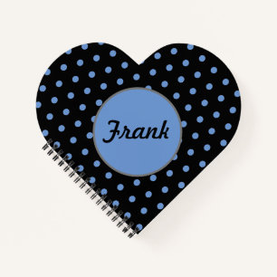 Personalisiert Polka Dot Heart Notebook (schwarz) Notizbuch