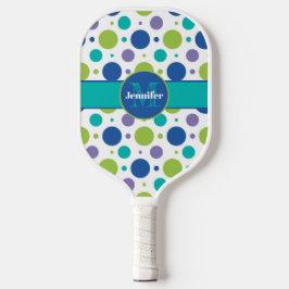 Personalisiert Polka Dot Limon, Lila, Aquamarin, b Pickleball Schläger