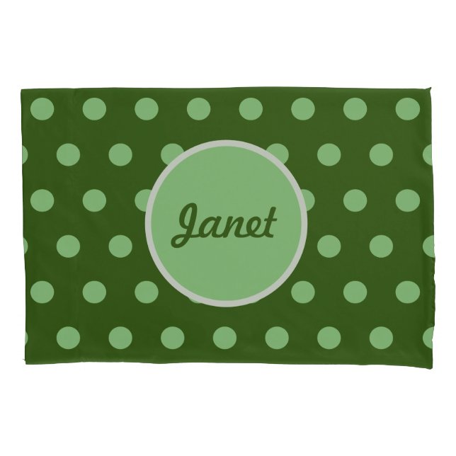 Personalisiert Polka Dot Pillowcase (Hunter Green) Kissenbezug (Vorderseite)