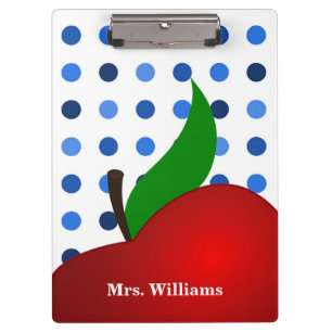 Personalisiert Polka Dot Red Apple Teacher Klemmbrett