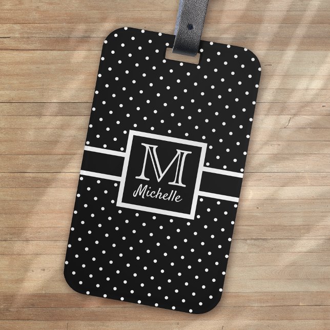 Personalisiert Polka Dot Spotty Monogram Gepäckanhänger (Von Creator hochgeladen)
