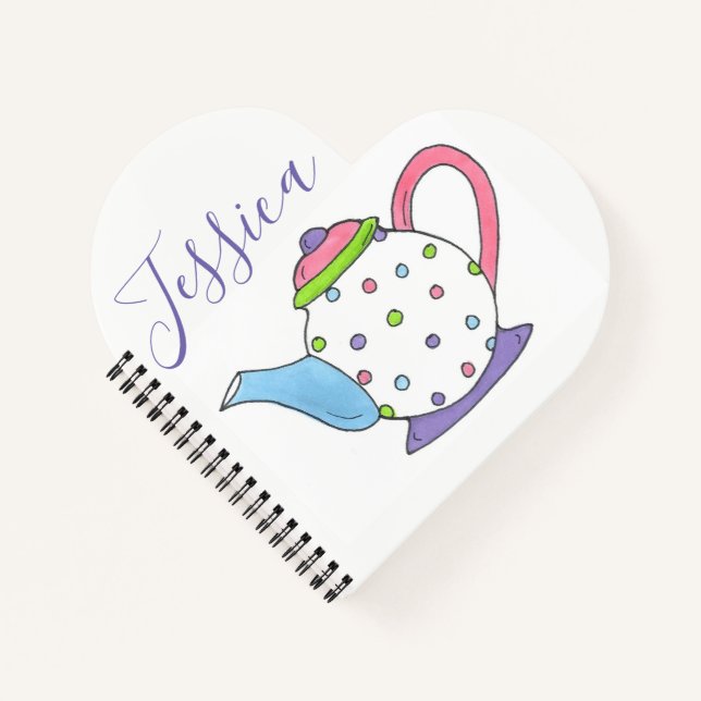 Personalisiert Polka Dot Teapot Tee Tee Tee Party  Notizbuch (Vorderseite)