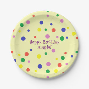 Personalisiert Polka Dots GeburtstagsTeller Pappteller