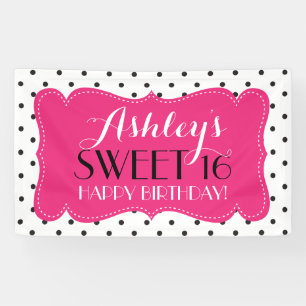 Personalisiert Polka Dots Sweet 16 Geburtstagsbann Banner