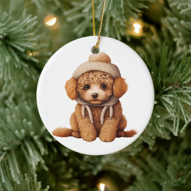Personalisiert Poodle Dog Art Keramik Ornament (Baum)