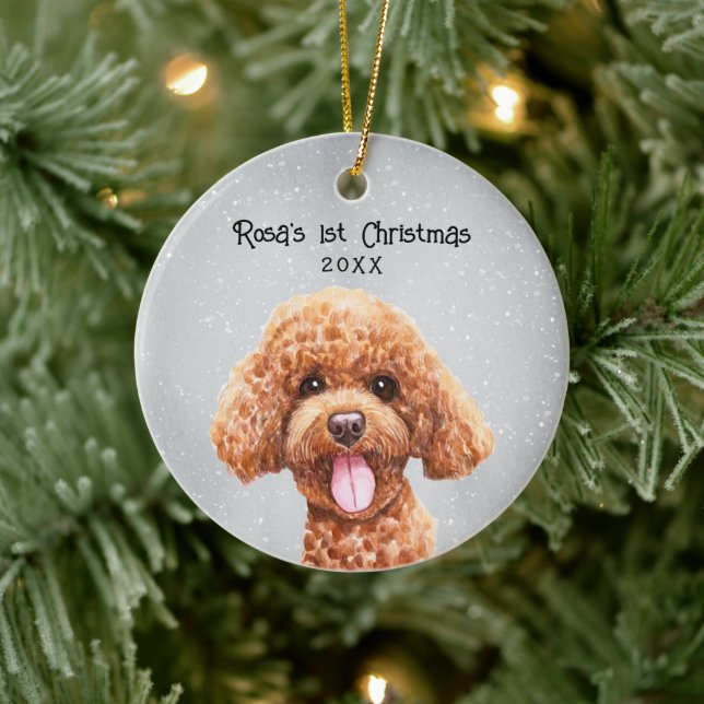 Personalisiert Poodle Keramik Ornament (Baum)