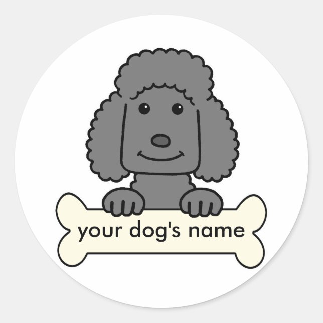Personalisiert Poodle Runder Aufkleber (Vorderseite)