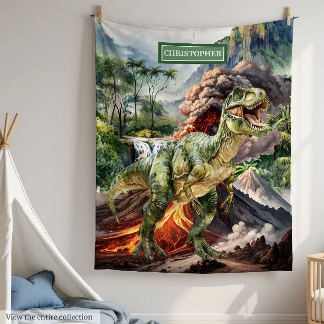 Personalisiert prähistorischer Dinosaurier Blanket Fleecedecke (Personalized Prehistoric Dinosaur Blanket Custom Name)