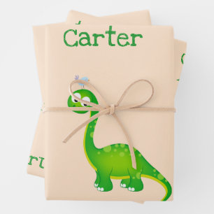 Personalisiert prähistorischer Dinosaurier Custom Geschenkpapier Set