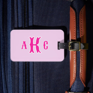 Personalisiert Preppy Monogram Pink und Lilac Gepäckanhänger