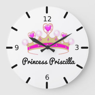 Personalisiert Princess Tiara Große Wanduhr