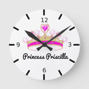 Personalisiert Princess Tiara Runde Wanduhr
