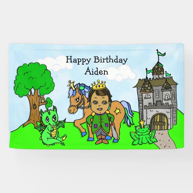 Personalisiert Prinz Birthday Banner (Horizontal)
