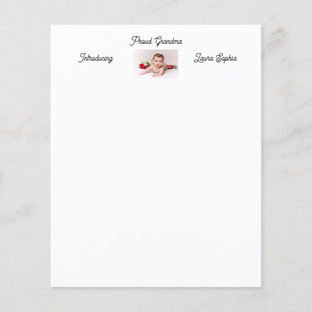 Personalisiert Proud Oma New Baby Neugeborenes Fot (Vorderseite)