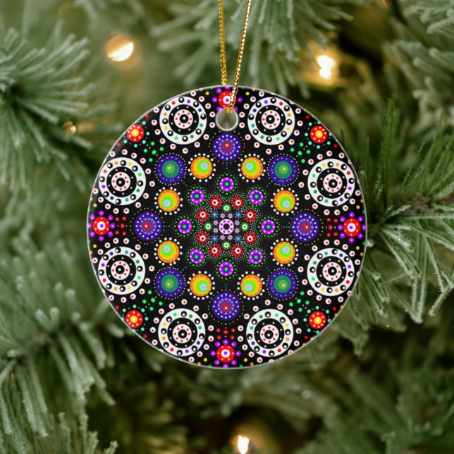 Personalisiert Psychedelic Dot Mandala Weihnachten Keramik Ornament (Baum)