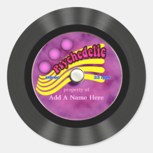 Personalisiert Psychedelic Vinyl Record Runder Aufkleber
