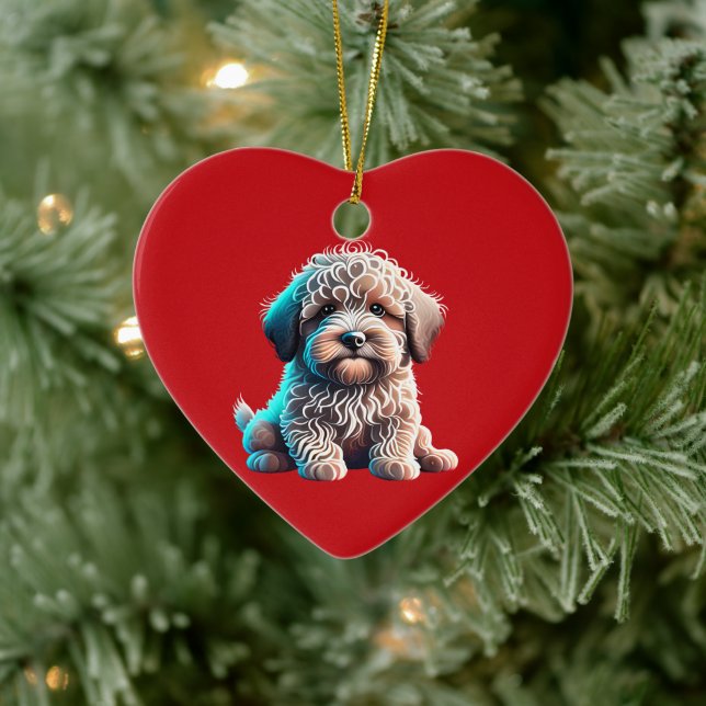 Personalisiert Pullman Welppy Christmas Red Keramik Ornament (Baum)
