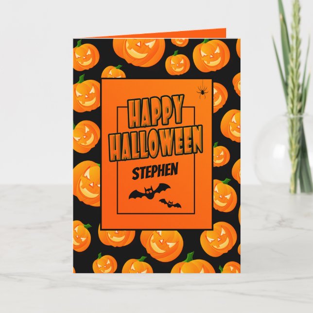 Personalisiert | Pumpkin Happy Halloween Greetings Karte (Vorderseite)