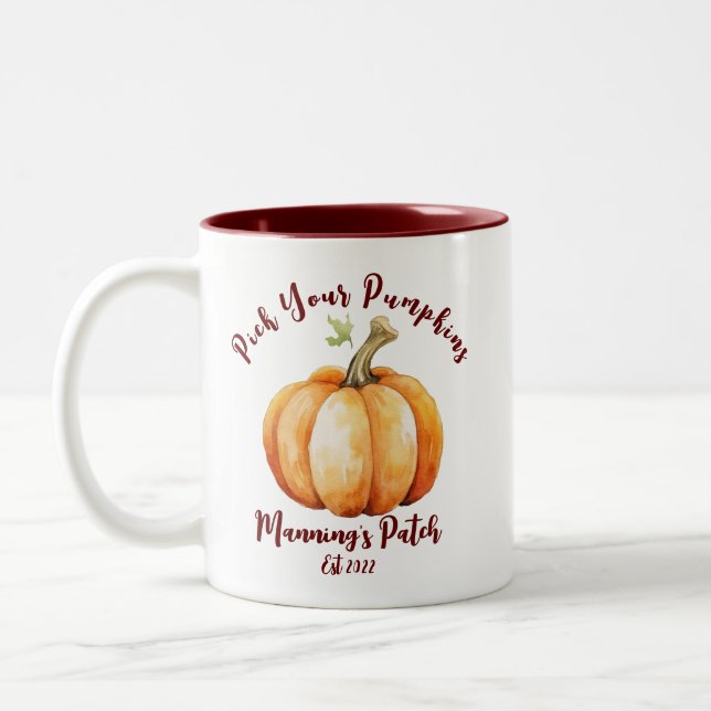 Personalisiert Pumpkin Zweifarbige Tasse (Links)