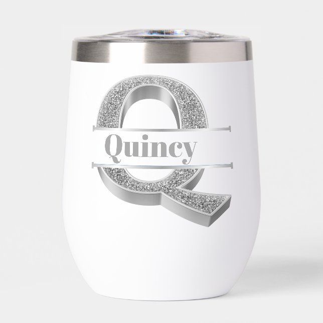 Personalisiert Q Erste Silver Monogramm Ihr Name (Vorderseite)