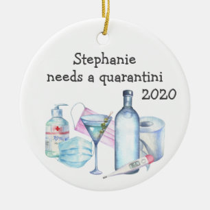 Personalisiert Quarantine Funny Quarantini Keramik Ornament
