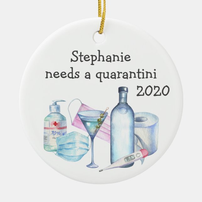 Personalisiert Quarantine Funny Quarantini Keramik Ornament (Vorne)