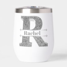 Personalisiert R Initial Silver Monogram Ihr Name