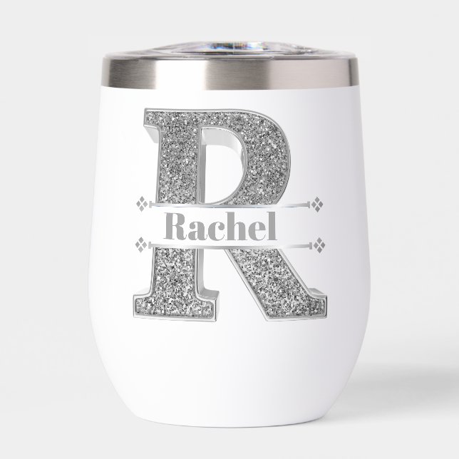 Personalisiert R Initial Silver Monogram Ihr Name (Vorderseite)