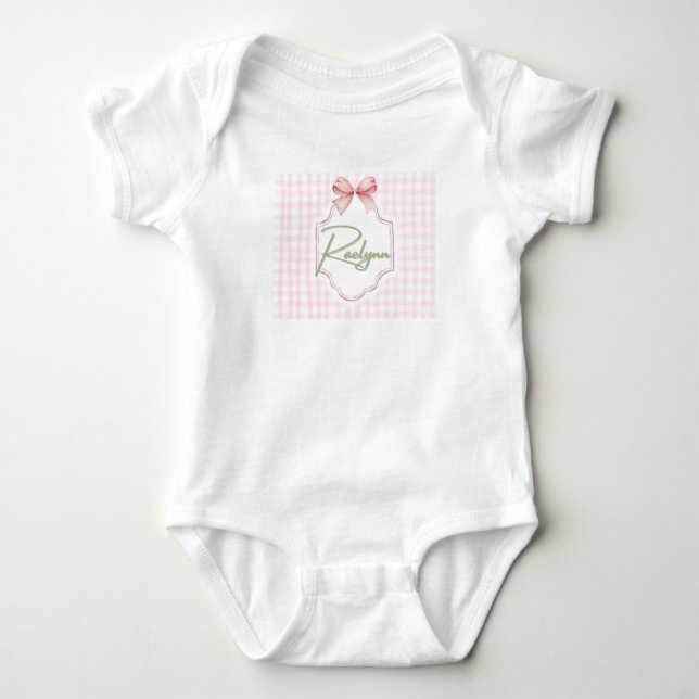 Personalisiert Raelynn Baby Girl Kinderzimmer Bow& Baby Strampler (Vorderseite)