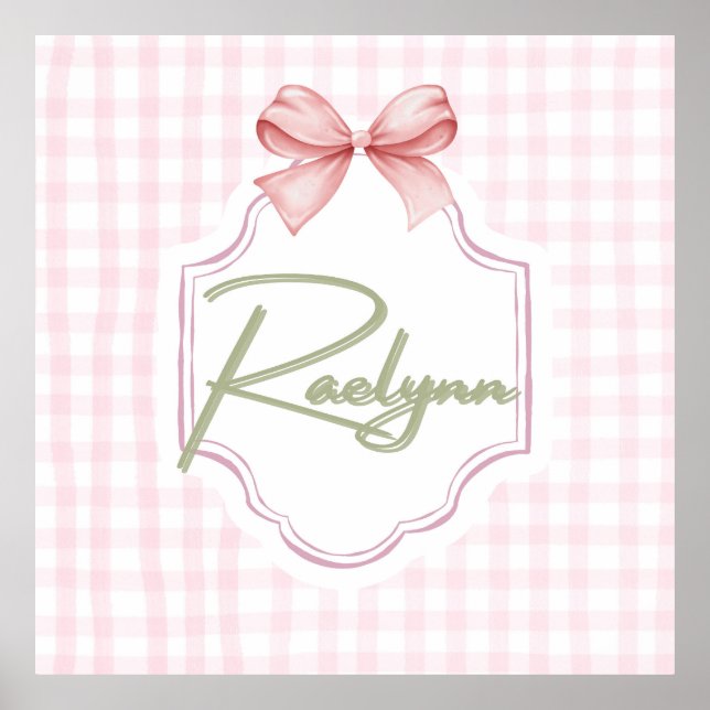 Personalisiert Raelynn Baby Girl Kinderzimmer Bow& Poster (Vorne)
