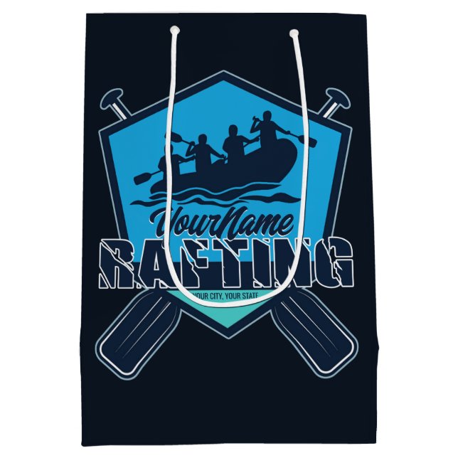 Personalisiert Rafting Whitewater River Adventure Mittlere Geschenktüte (Rückseite)