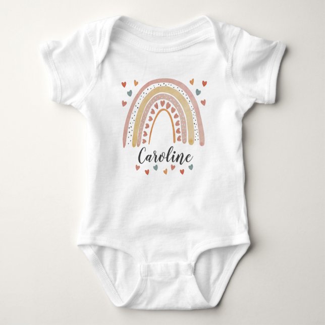 Personalisiert Rainbow Baby Girl Baby Strampler (Vorderseite)