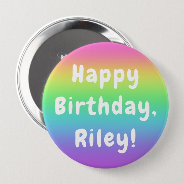 Personalisiert Rainbow Birthday Button (Vorne & Hinten)