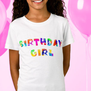 Personalisiert Rainbow Birthday Girl T - Shirt