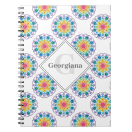 Personalisiert Rainbow Floral Polka Dots Mandala Notizblock
