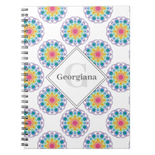 Personalisiert Rainbow Floral Polka Dots Mandala Notizblock