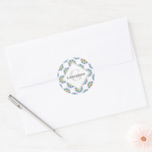 Personalisiert Rainbow Floral Polka Dots Mandala Runder Aufkleber