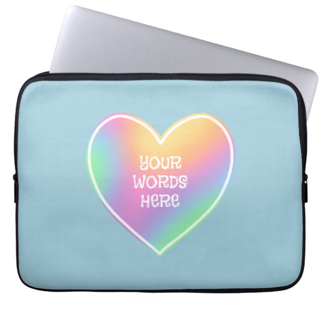 Personalisiert Rainbow Heart Blue Laptopschutzhülle (Vorderseite)