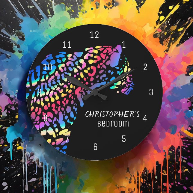 Personalisiert Rainbow Jaguar Bedroom Clock Große Wanduhr (Von Creator hochgeladen)