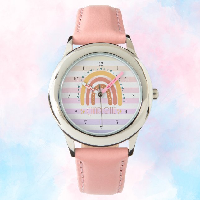 Personalisiert Rainbow Kid Watch - Niedlicher Indi Armbanduhr (Personalized Rainbow Kid Watch – Cute Custom Name)